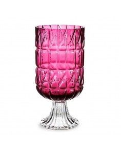 Jarrón Rosa Tallado Cristal...
